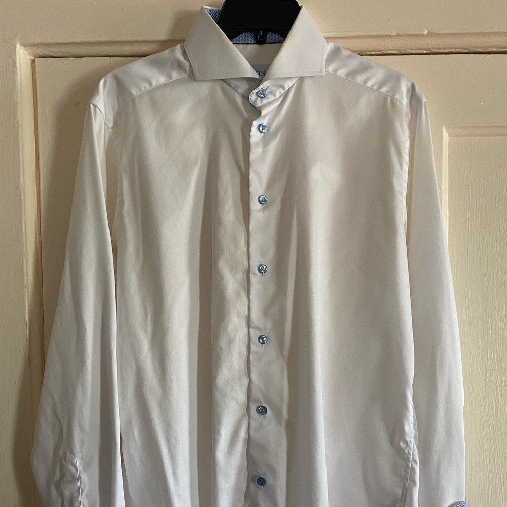 Eton Slim Fit Dress Shirt with contrast buttons, cuff and collar